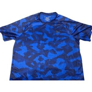 Under Armour Men's Blue Camo HeatGear Tech T-Shirt Size Medium
